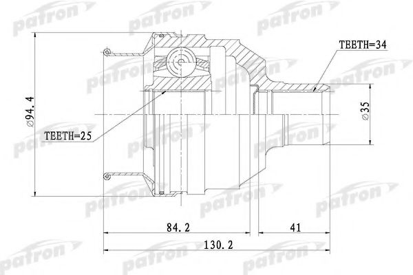 PATRON PCV1072 Шарнирный комплект, приводной вал 