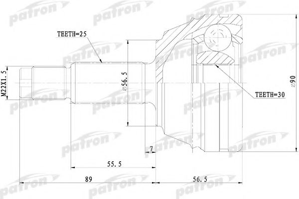 PATRON PCV1074 Шарнирный комплект, приводной вал 