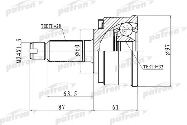PATRON PCV1076 Шарнирный комплект, приводной вал 