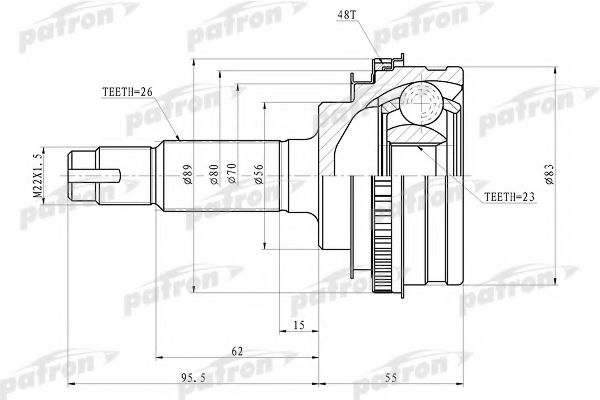 PATRON PCV4006 Шарнирный комплект, приводной вал для TOYOTA CORONA (Тойота/тоета Cорона) PATRON PCV4006 Шарнирный комплект, приводной вал для TOYOTA CORONA (Тойота/тоета Cорона)