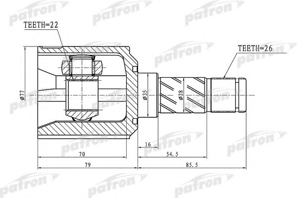 PATRON PCV1359 Шарнирный комплект, приводной вал для LAND-ROVER (Ланд-ровер)
