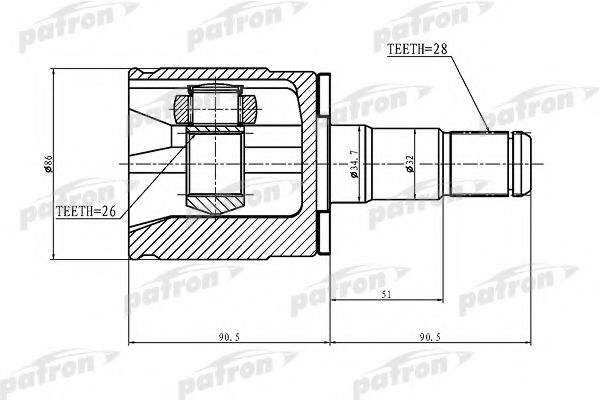 PATRON PCV1402 Шарнирный комплект, приводной вал для MITSUBISHI PAJERO/SHOGUN (Митсубиши/митсубиси Пажэро/шогун) PATRON PCV1402 Шарнирный комплект, приводной вал для MITSUBISHI PAJERO/SHOGUN (Митсубиши/митсубиси Пажэро/шогун)