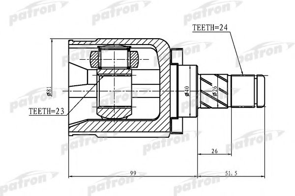 PATRON PCV1412 Шарнирный комплект, приводной вал для NISSAN (Ниссан) PATRON PCV1412 Шарнирный комплект, приводной вал для NISSAN (Ниссан)