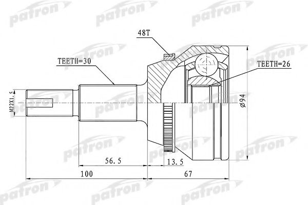 PATRON PCV1436 Шарнирный комплект, приводной вал 