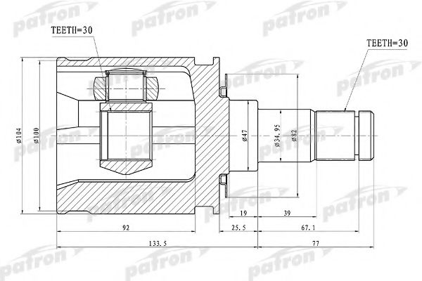 PATRON PCV1448 Шарнирный комплект, приводной вал 