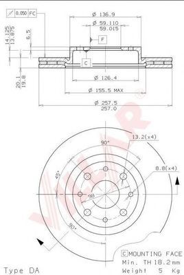 VILLAR 628.0126 Тормозной диск для FIAT (Фиат) VILLAR 628.0126 Тормозной диск для FIAT (Фиат)