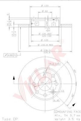 VILLAR 628.0484 Тормозной диск для OPEL ASCONA C (Опель Асcона c) VILLAR 628.0484 Тормозной диск для OPEL ASCONA C (Опель Асcона c)