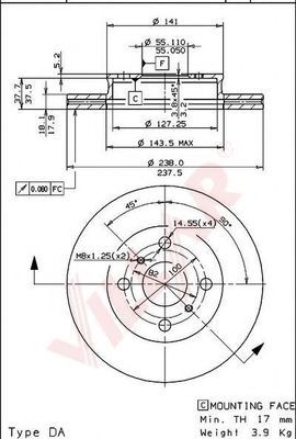 VILLAR 628.1002 Тормозной диск для TOYOTA (Тойота/тоета) VILLAR 628.1002 Тормозной диск для TOYOTA (Тойота/тоета)