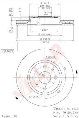 VILLAR 628.1253 Тормозной диск для FIAT (Фиат) VILLAR 628.1253 Тормозной диск для FIAT (Фиат)