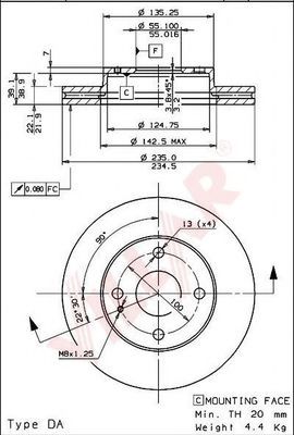VILLAR 628.1282 Тормозной диск для MAZDA 323 PROTEG VI (Мазда 323 протеже 6) VILLAR 628.1282 Тормозной диск для MAZDA 323 PROTEG VI (Мазда 323 протеже 6)