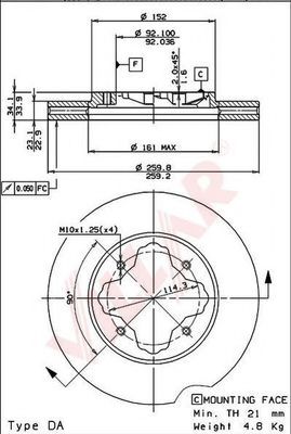 VILLAR 628.1492 Тормозной диск для ACURA CL (Акура Cл) VILLAR 628.1492 Тормозной диск для ACURA CL (Акура Cл)