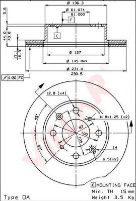 VILLAR 628.1541 Тормозной диск для HONDA (Хонда) VILLAR 628.1541 Тормозной диск для HONDA (Хонда)