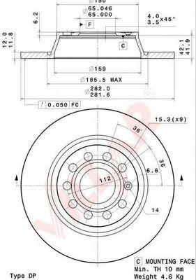VILLAR 628.2065 Тормозной диск для SEAT (Сеат) VILLAR 628.2065 Тормозной диск для SEAT (Сеат)
