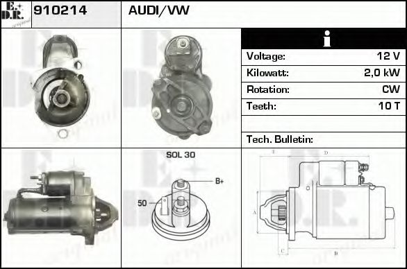 EDR 910214 Стартер для AUDI 90 (Ауди 90) EDR 910214 Стартер для AUDI 90 (Ауди 90)