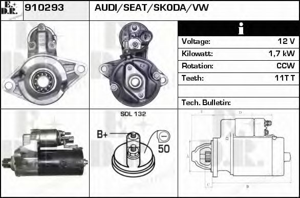 EDR 910293 Стартер для VOLKSWAGEN JETTA IV (Фольксваген Джетта 4) EDR 910293 Стартер для VOLKSWAGEN JETTA IV (Фольксваген Джетта 4)