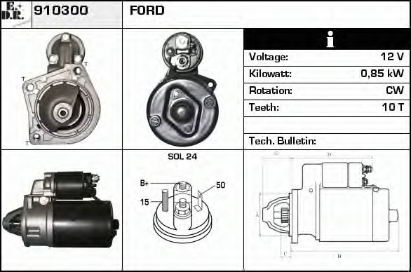 EDR 910300 Стартер для FORD FIESTA (Форд Фиэста) EDR 910300 Стартер для FORD FIESTA (Форд Фиэста)