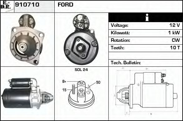 EDR 910710 Стартер для FORD GRANADA (Форд Гранада) EDR 910710 Стартер для FORD GRANADA (Форд Гранада)