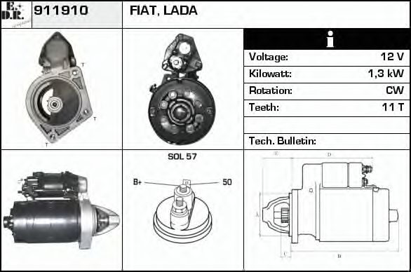 EDR 911910 Стартер для LADA TOSCANA (Лада Тосcана) EDR 911910 Стартер для LADA TOSCANA (Лада Тосcана)