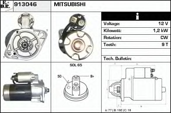 EDR 913046 Стартер для MITSUBISHI PAJERO/SHOGUN I (Митсубиши/митсубиси Пажэро/шогун и) EDR 913046 Стартер для MITSUBISHI PAJERO/SHOGUN I (Митсубиши/митсубиси Пажэро/шогун и)