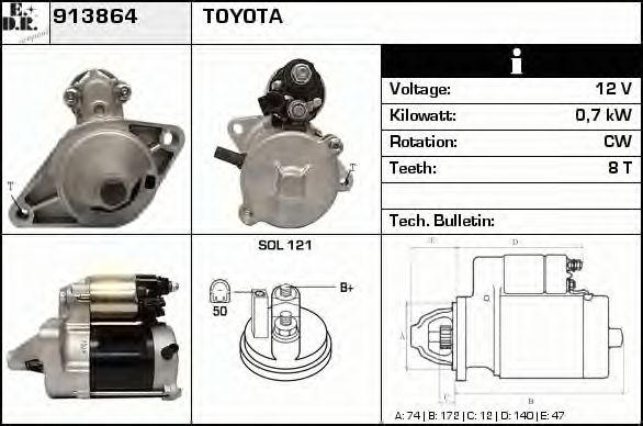 EDR 913864 Стартер для TOYOTA ECHO (Тойота/тоета Эчо) EDR 913864 Стартер для TOYOTA ECHO (Тойота/тоета Эчо)