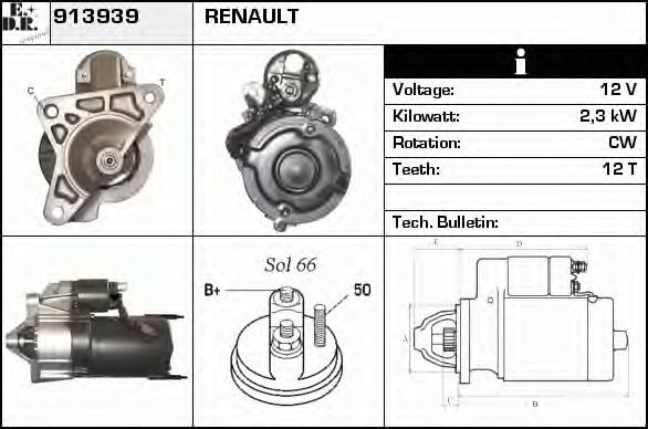 EDR 913939 Стартер для RENAULT SAFRANE (Рено Сафранэ) EDR 913939 Стартер для RENAULT SAFRANE (Рено Сафранэ)