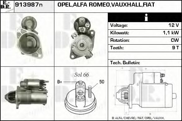 EDR 913987N Стартер для ALFA ROMEO 159 (Альфа ромео 159) EDR 913987N Стартер для ALFA ROMEO 159 (Альфа ромео 159)