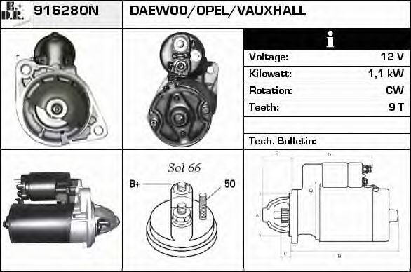 EDR 916280N Стартер для OPEL OMEGA A (Опель Омэга а) EDR 916280N Стартер для OPEL OMEGA A (Опель Омэга а)