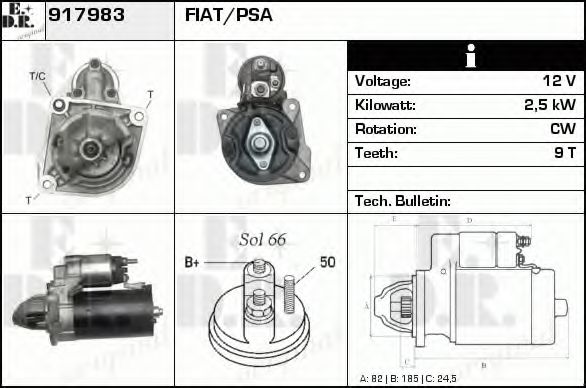 EDR 917983 Стартер для FIAT (Фиат) EDR 917983 Стартер для FIAT (Фиат)