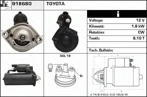 EDR 918680 Стартер для TOYOTA (Тойота/тоета) EDR 918680 Стартер для TOYOTA (Тойота/тоета)