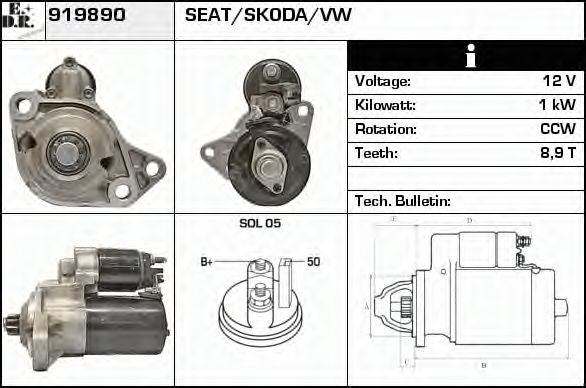 EDR 919890 Стартер для VOLKSWAGEN CABRIO IV (Фольксваген Cабрио иv) EDR 919890 Стартер для VOLKSWAGEN CABRIO IV (Фольксваген Cабрио иv)