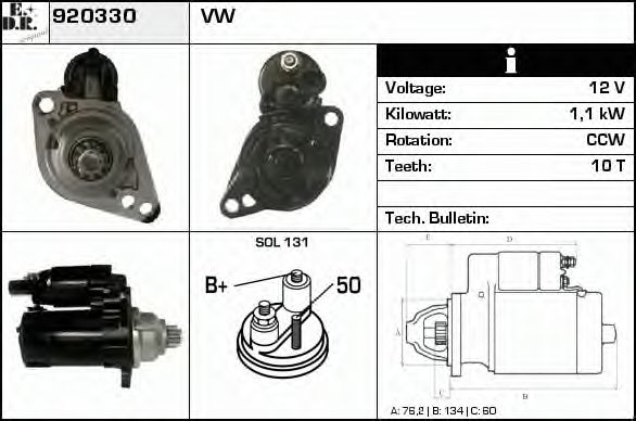 EDR 920330 Стартер для VOLKSWAGEN JETTA VI IV (Фольксваген Джетта 6 4) EDR 920330 Стартер для VOLKSWAGEN JETTA VI IV (Фольксваген Джетта 6 4)