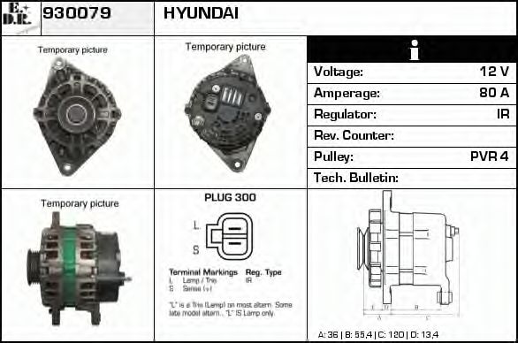 EDR 930079 Генератор для HYUNDAI ELANTRA (Хендай Элантра) EDR 930079 Генератор для HYUNDAI ELANTRA (Хендай Элантра)