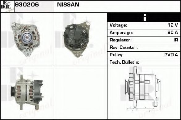 EDR 930206 Генератор для NISSAN MICRA CC (Ниссан Микра сс) EDR 930206 Генератор для NISSAN MICRA CC (Ниссан Микра сс)