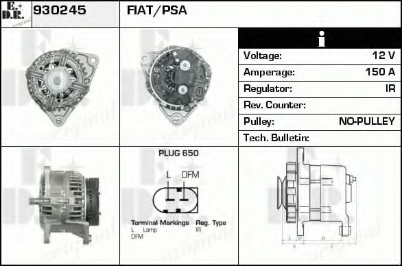 EDR 930245 Генератор для IVECO (Ивеко) EDR 930245 Генератор для IVECO (Ивеко)