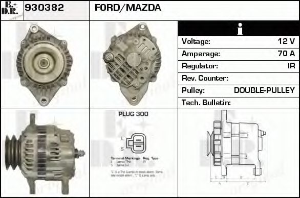 EDR 930382 Генератор для MAZDA B-SERIE (Мазда Б-сэриэ) EDR 930382 Генератор для MAZDA B-SERIE (Мазда Б-сэриэ)