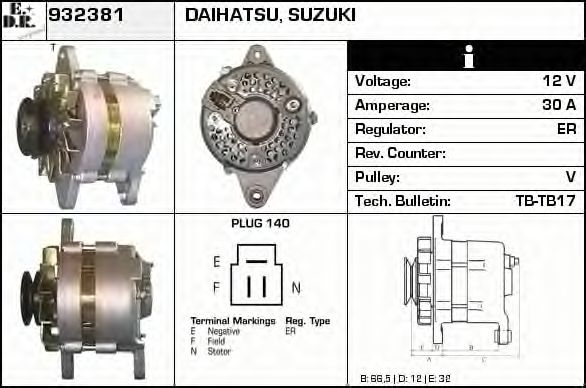EDR 932381 Генератор для SUZUKI (Сузуки) EDR 932381 Генератор для SUZUKI (Сузуки)
