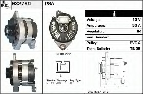 EDR 932790 Генератор для CITROËN ZX (CитроËн Зх) EDR 932790 Генератор для CITROËN ZX (CитроËн Зх)