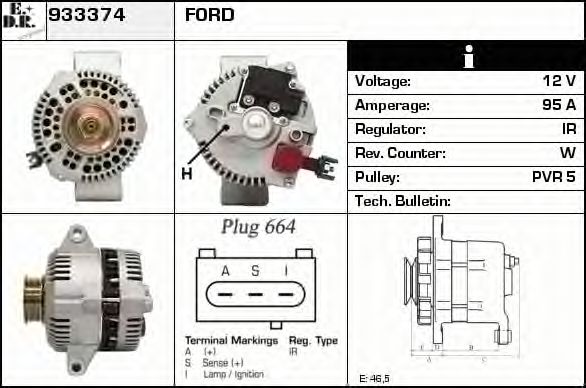 EDR 933374 Генератор для FORD MONDEO (Форд Мондэо) EDR 933374 Генератор для FORD MONDEO (Форд Мондэо)