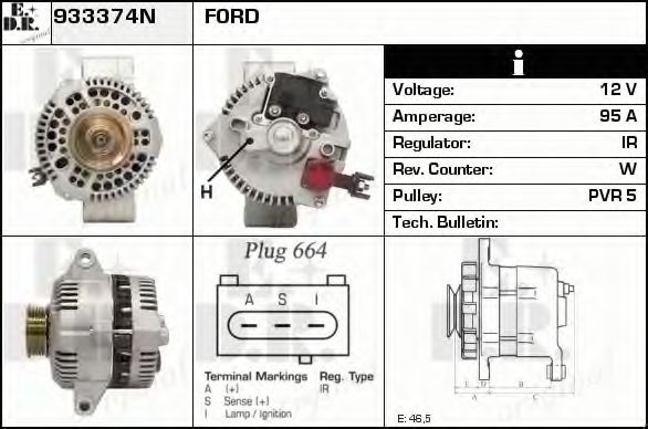EDR 933374N Генератор для FORD MONDEO (Форд Мондэо) EDR 933374N Генератор для FORD MONDEO (Форд Мондэо)
