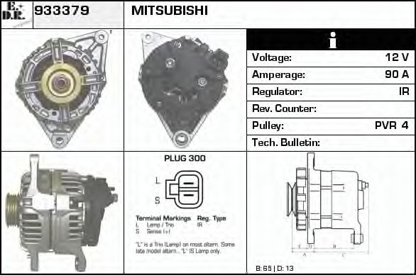 EDR 933379 Генератор для MITSUBISHI CARISMA (Митсубиши/митсубиси Каризма) EDR 933379 Генератор для MITSUBISHI CARISMA (Митсубиши/митсубиси Каризма)