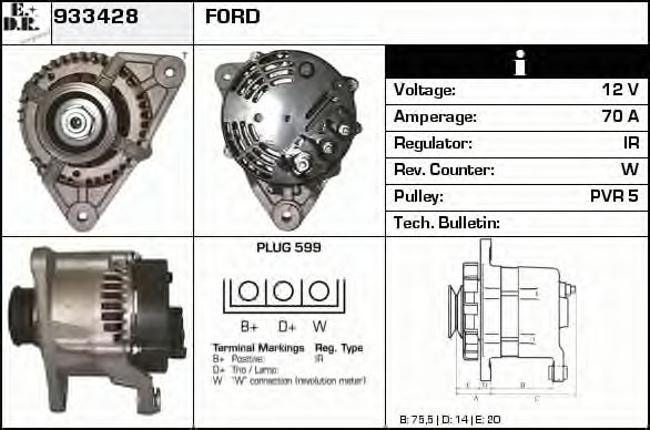 EDR 933428 Генератор для FORD MONDEO (Форд Мондэо) EDR 933428 Генератор для FORD MONDEO (Форд Мондэо)