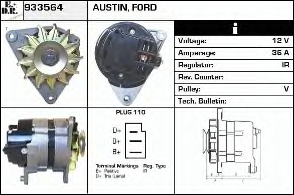 EDR 933564 Генератор для FORD (Форд) EDR 933564 Генератор для FORD (Форд)