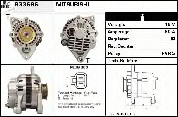 EDR 933696 Генератор для MITSUBISHI CHALLENGER (Митсубиши/митсубиси Чаллэнгэр) EDR 933696 Генератор для MITSUBISHI CHALLENGER (Митсубиши/митсубиси Чаллэнгэр)
