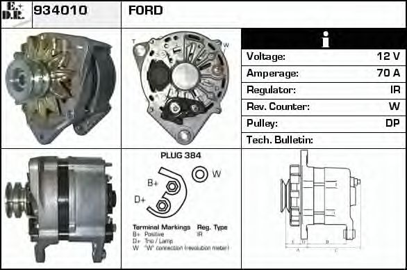 EDR 934010 Генератор для FORD GRANADA I (Форд Гранада и) EDR 934010 Генератор для FORD GRANADA I (Форд Гранада и)