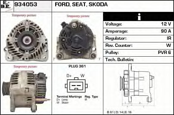 EDR 934053 Генератор для SEAT TOLEDO (Сеат Толэдо) EDR 934053 Генератор для SEAT TOLEDO (Сеат Толэдо)