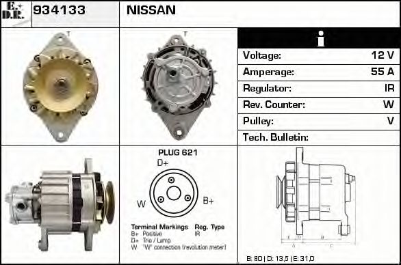 EDR 934133 Генератор для NISSAN CABSTAR E (Ниссан Cабстар э) EDR 934133 Генератор для NISSAN CABSTAR E (Ниссан Cабстар э)