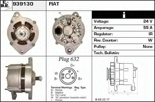 EDR 939130 Генератор для IVECO (Ивеко) EDR 939130 Генератор для IVECO (Ивеко)