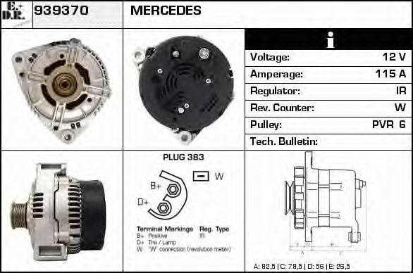 EDR 939370 Генератор для MERCEDES-BENZ M-CLASS (Мэрcэдэс-бэнз М-cласс) EDR 939370 Генератор для MERCEDES-BENZ M-CLASS (Мэрcэдэс-бэнз М-cласс)