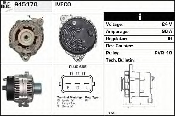 EDR 945170 Генератор для IVECO (Ивеко) EDR 945170 Генератор для IVECO (Ивеко)