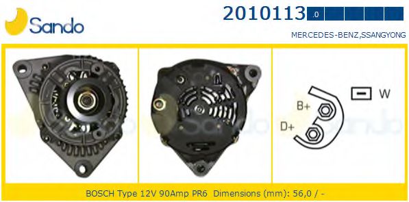 SANDO 2010113.0 Генератор для MERCEDES-BENZ CLK (Мэрcэдэс-бэнз Слк) SANDO 2010113.0 Генератор для MERCEDES-BENZ CLK (Мэрcэдэс-бэнз Слк)